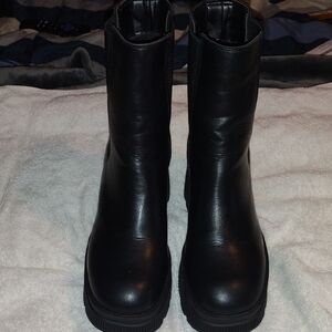 Fashion Nova Black Mid-Calf Combat Boots